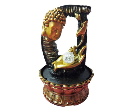 Fantana arteziana, cu buton On/off, Buddha, bila si leduri, 40 cm, XL1923