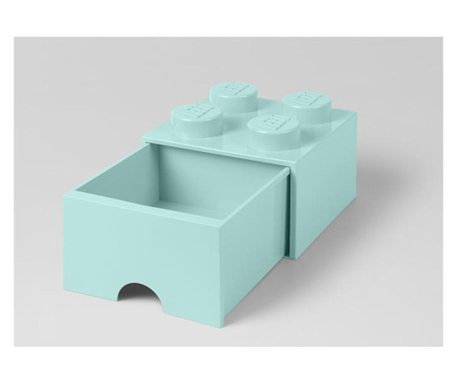 Cutie depozitare LEGO 2x2 cu sertar, aqua