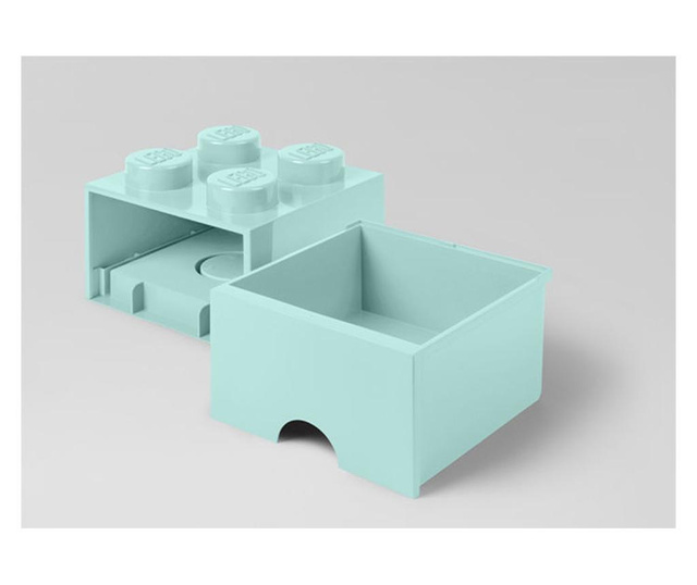 Cutie depozitare LEGO 2x2 cu sertar, aqua