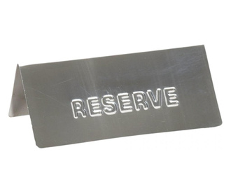 Placuta inox cu mesaj Reserve, mesaj pentru rezervare in restaurant/bar/bistro/cafenea, semn Rezervat, 12.5 x 5 cm