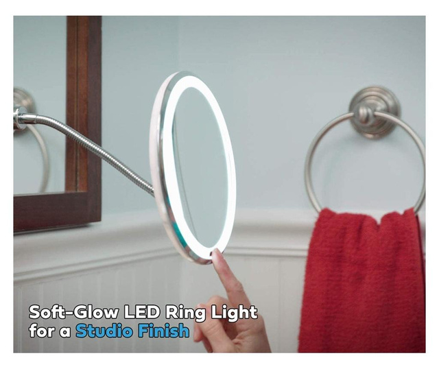 Oglinda cu brat flexibil si lumina LED, Quasar & Co., 10X, prindere ventuza