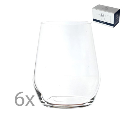 Set 6 pahare pentru apa/suc/racoritoare, sticla superioara Bohemia, model Broggi, transparent, 380 ml
