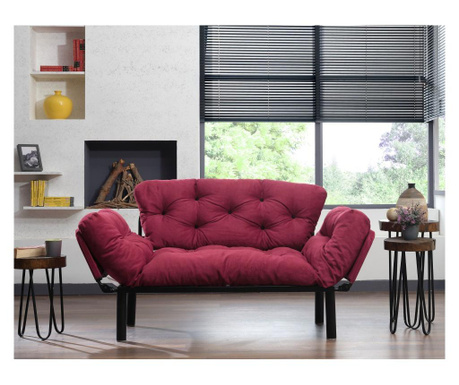 Canapea extensibila cu 2 locuri Futon, Nitta Dark Red, rosu inchis, 85x155x73 cm