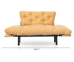 Canapea extensibila cu 2 locuri Futon, Sunny Small, galben mustar, 155x70x85 cm