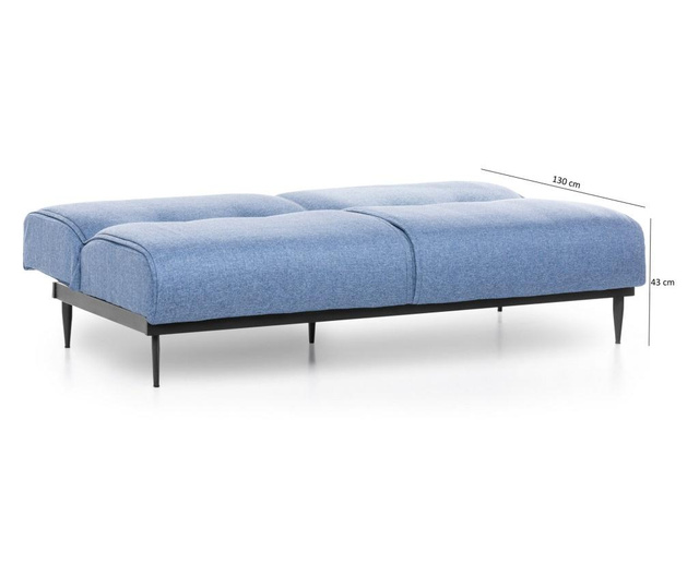 Canapea extensibila cu 3 locuri Futon, albastru, 190x95x90 cm