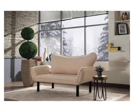 Canapea extensibila cu 2 locuri Futon, Carla Cream, crem, 70x140x65 cm