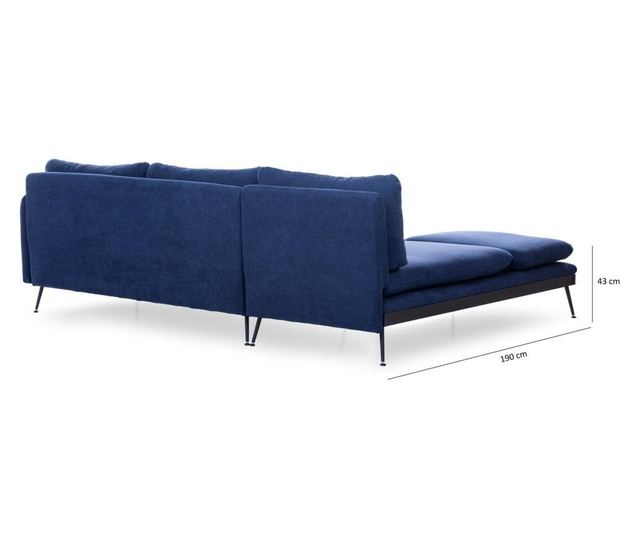 Coltar Futon, albastru, 90x275x190 cm