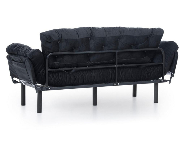 Canapea extensibila cu 3 locuri Futon, negru, 185x70x85 cm