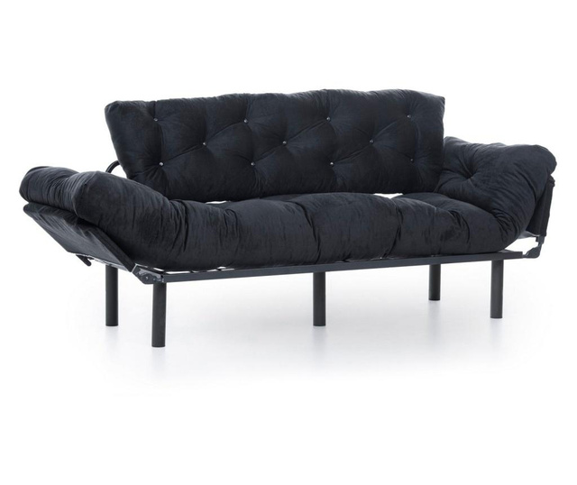 Canapea extensibila cu 3 locuri Futon, negru, 185x70x85 cm