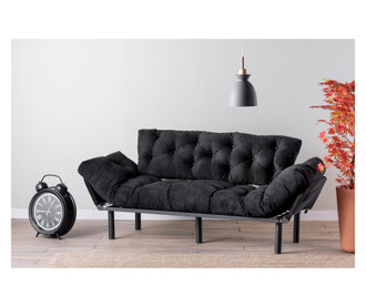 Canapea extensibila cu 3 locuri Futon, negru, 185x70x85 cm