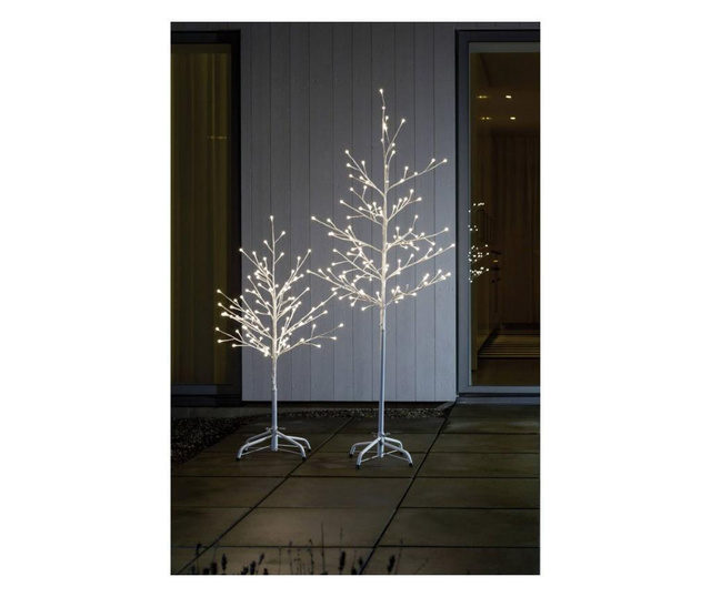 Copac luminos decorativ 180 cm, 750 micro led-uri, lumina alba calda, timer 8 h, metal, alb