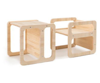 2-v-1 Multifunkčná stolička Montessori Natural
