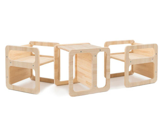 3-v-1 Multifunkčná stolička Montessori Natural