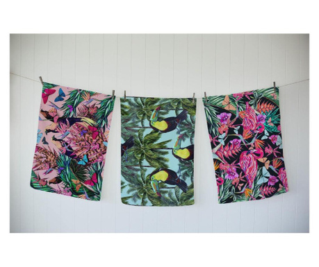 Set 3 prosoape de bucatarie Really Nice Things, Tropical, bumbac, poliester, 50x70 cm, multicolor
