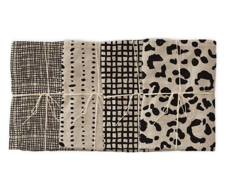 Set 4 servetele Linen Couture, Leopard, 43x43 cm