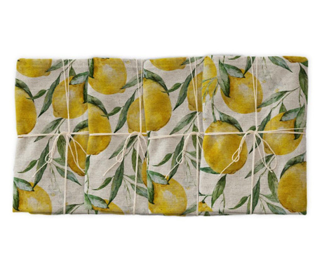 Set 4 servetele Linen Couture, Lemons, 43x43 cm