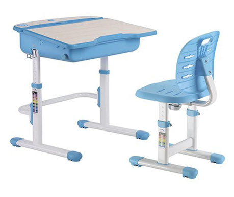 Set birou si scaun copii ergonomic reglabil in inaltime si spatar reglabil in adancime ErgoK ALMA Albastru
