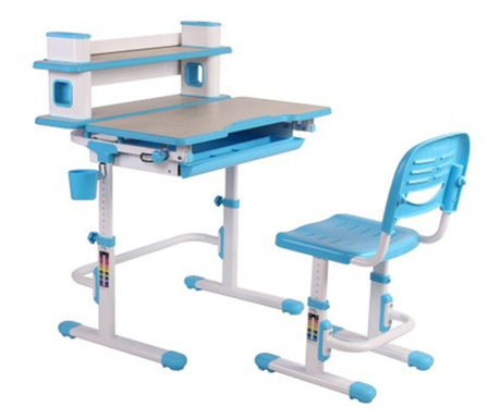 Set birou si scaun copii ergonomic reglabil in inaltime ErgoK ARIN Albastru
