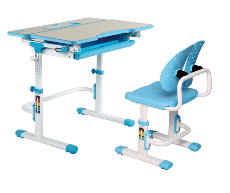 Set birou si scaun copii ergonomic reglabil in inaltime ErgoK IVY Albastru