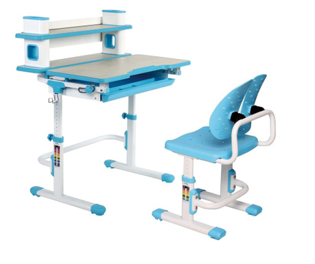 Set birou si scaun copii ergonomic, reglabil in inaltime ErgoK TOSCA Albastru