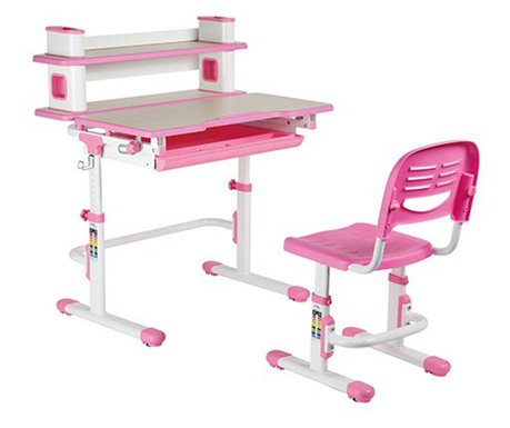 Set birou si scaun copii ergonomic reglabil in inaltime ErgoK ARIN Roz