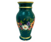 Vaza din ceramica de Arges realizata manual, Argcoms, H30, Silueta clasica (2), 3 inele, Pictura florala, Verde