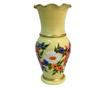 Vaza din ceramica de Arges realizata manual, Argcoms, H30, Silueta cu onduleuri (3), 2 inele, Pictura florala, Galben thumbnail 3
