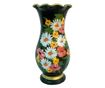 Vaza din ceramica de Arges realizata manual, Argcoms, H30, Silueta cu onduleuri (2), 1 inel, Pictura florala, Negru thumbnail 3