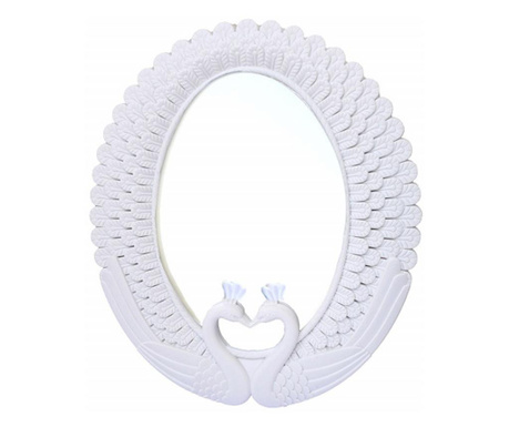 Елегантно декоративно огледало за стена Pufo Love, 40 см, бяло