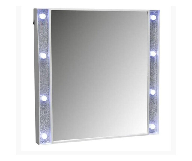 Стенно огледало Felis, С 8 LED лампи, Бял / Сребрист