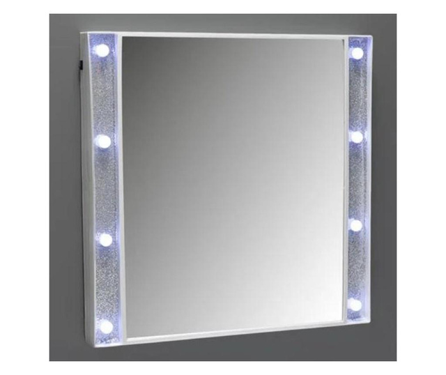 Стенно огледало Felis, С 8 LED лампи, Бял / Сребрист