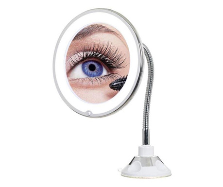 Козметично огледало Felis, С LED осветление, Гъвкаво рамо, Кръгъл, Бял