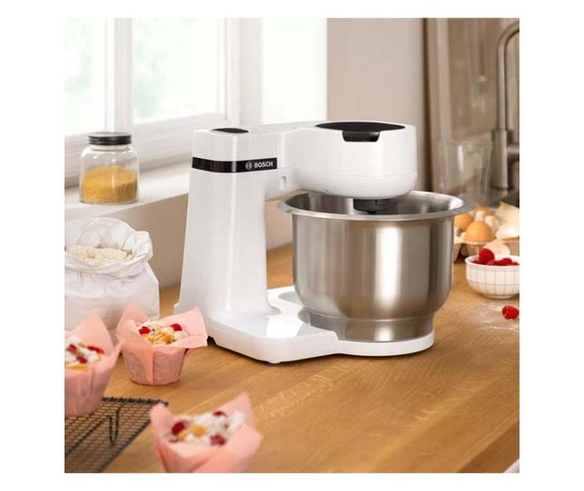 Кухненскa машина Bosch, Mum, 700 W, 4 Скорости, 3.8 л. купа, За месене, Бял
