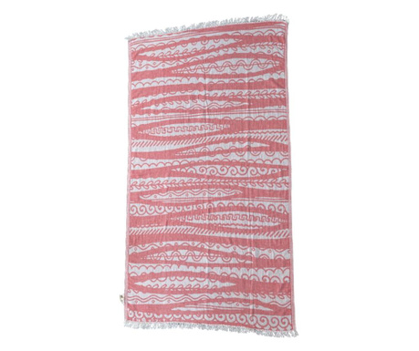 Плажна кърпа ΚΥΜΑ RED & GREY, 100% памук и ленени влакна, абсорбираща и бързосъхнеща