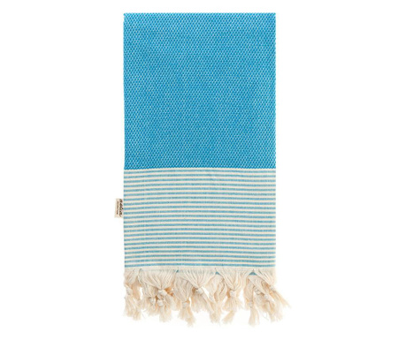 Плажна кърпа ITHAKI-Turquoise, 100% памук и ленени влакна, абсорбираща и бързосъхнеща