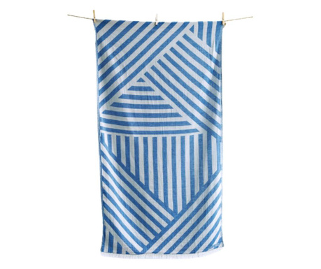 Плажна кърпа PELEKAS PARL.BLUE 100% памук и ленени влакна, абсорбираща и бързосъхнеща