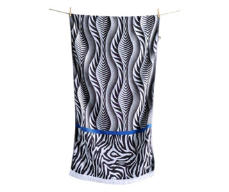 Плажна кърпа OIA black parl. blue white 100% памук и ленени влакна, абсорбираща и бързосъхнеща