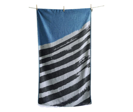 Плажна кърпа ORNOS blue jean black 100% памук и ленени влакна, абсорбираща и бързосъхнеща