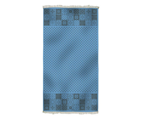 Плажна кърпа ELAFONISOS-ANTHRAX-AND-LIGHT-BLUE 100% памук и ленени влакна, абсорбираща и бързосъхнеща