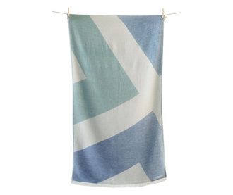 Плажна кърпа GLYFADA BLUE JEAN & EMERALD 100% памук и ленени влакна, абсорбираща и бързосъхнеща