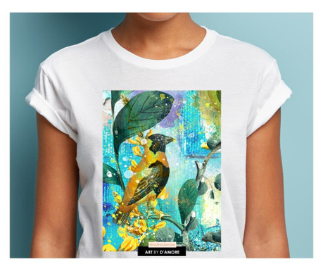 Класическа дамска тениска с илюстрация "Summer birds"