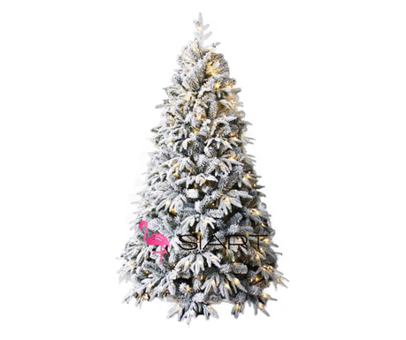 Изкуствено матово Fella 400 LED дърво, 2D + 3D, с блясък и сняг, 210 см
