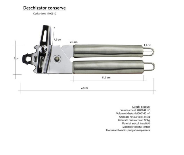 Deschizator conserve inox