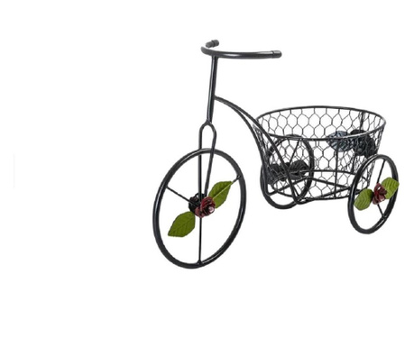 Suport pentru ghiveci in forma de bicicleta, model FLOWERS BLACK