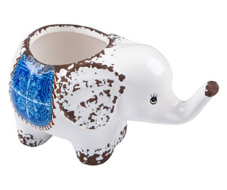 Ghiveci din ceramica alba, in forma de elefant