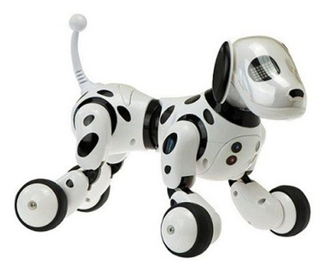 Robot de jucarie catel dansator cu telecomanda , alb/negru