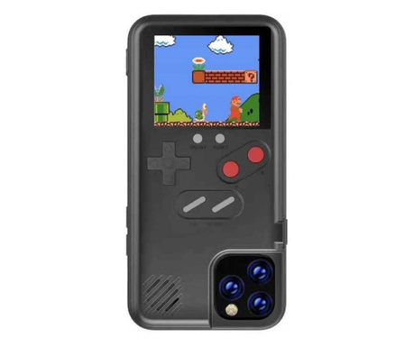 Husa model consola cu jocuri retro pentru iPhone 11, negru