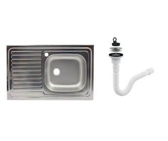 Pomivalno korito iz nerjavečega jekla, desni bazen 80x50 cm z sifonom G207