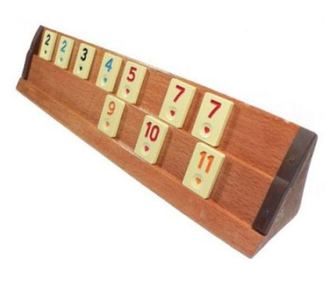 Joc de Remi din lemn masiv tip lacuit Rummy Kardesler,marime medie,tabla de 30cm
