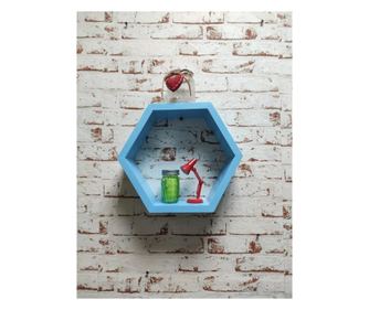 Raft de perete din lemn, in forma hexagonala, tip fagure, cu prindere ascunsa, Carnival, baby blue, 37.5 x 32.5 x 9.5 cm